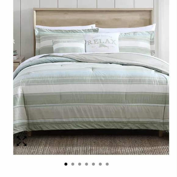 Tommy Hilfiger Sage and White Comforter Set - Picture 1 of 12